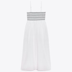 Zara contrasting‎ poplin dress white black women’s medium NWT